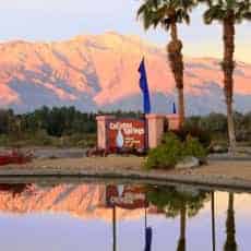 Caliente Springs RV Resort in Desert Hot Springs California Entrance Sign