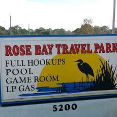 Rose Bay Travel Park in Port Orange Florida Sign