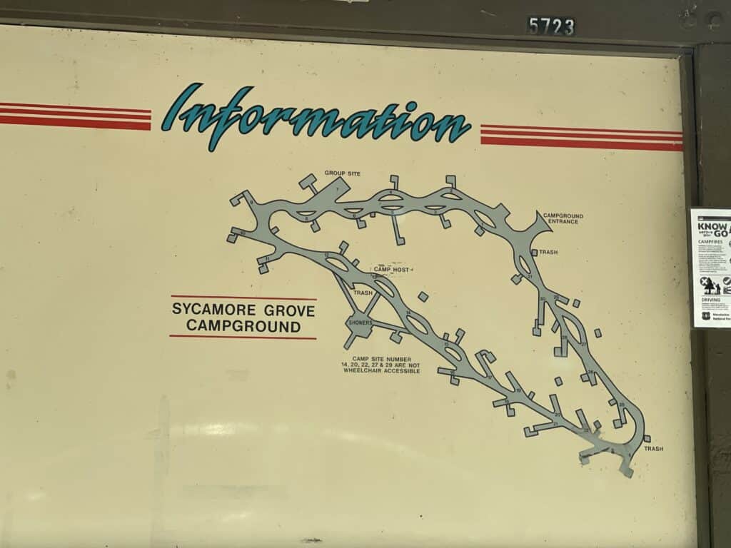 Map of Sycamore Grove Campground