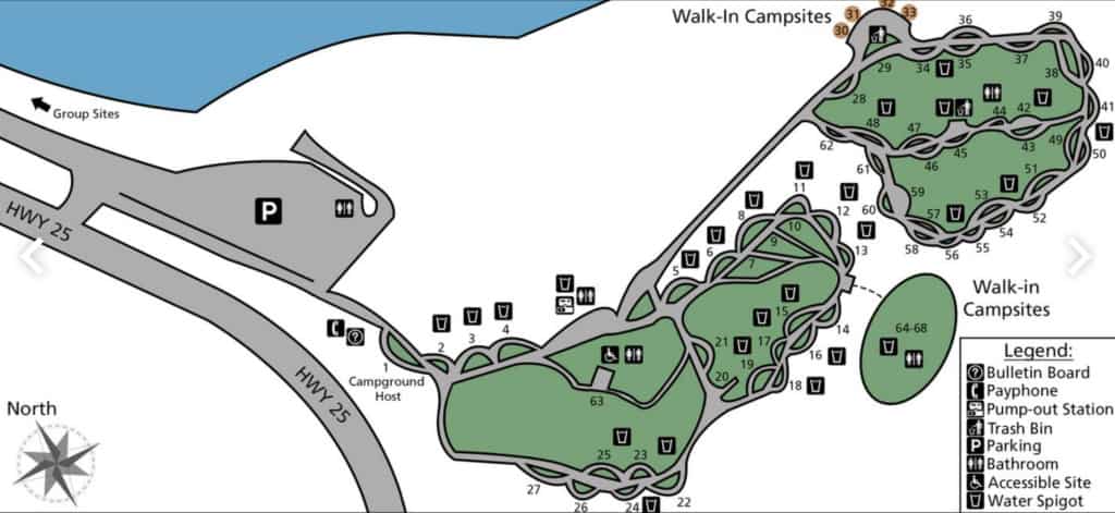 Map of Fort Spokane Campground